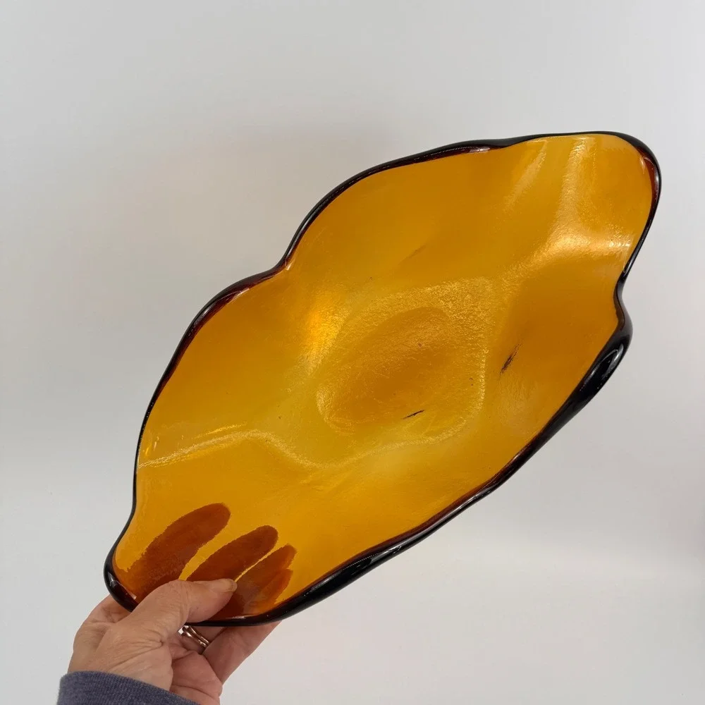 Blenko 633‎ Wheat Glass Large Freeform Console Bowl